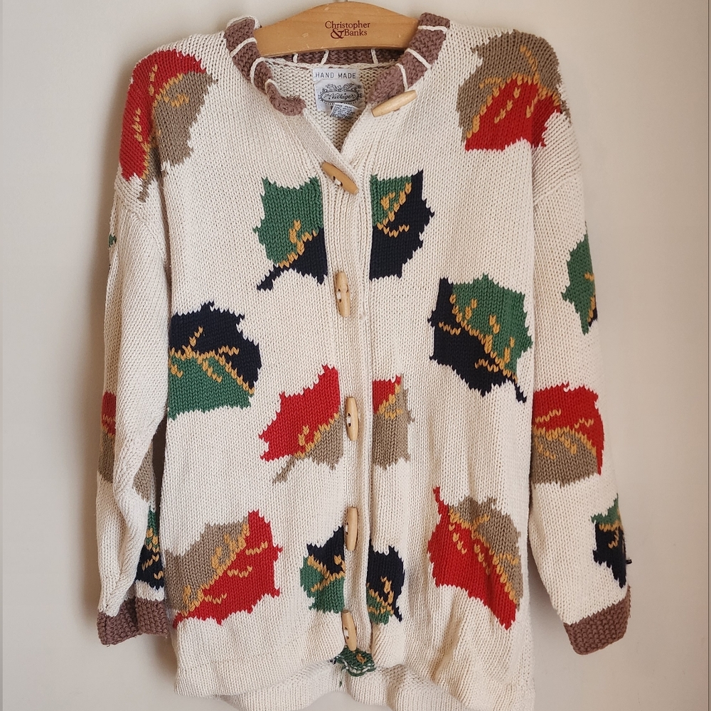 Vintage Handknit Cardigan Sweater Small Medium
